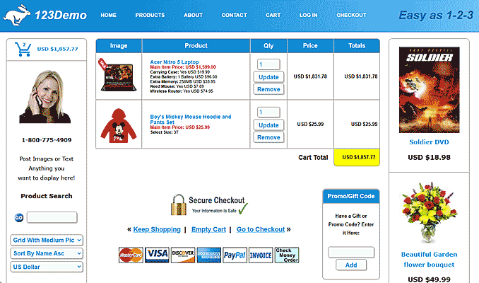 123EzBiz Cart Screenshot